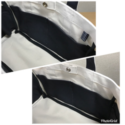 【訂購生產】“盒子手提包”橫向尺寸“R×黑色（黑色）”帆布手提袋倉敷帆布No. 8 第5張的照片