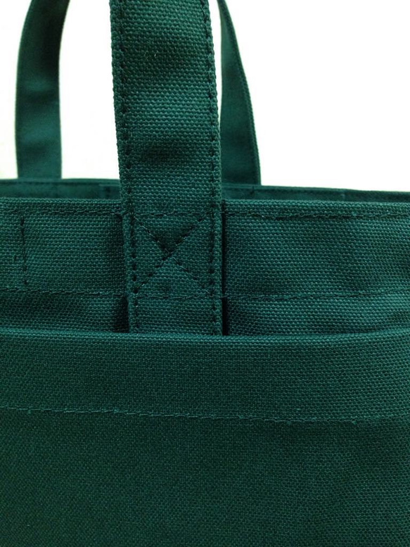 “盒子手提袋”水平尺寸“深綠”帆布手提袋帆布倉敷市第8號 第8張的照片