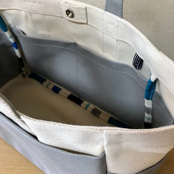 “Box Tote”水平尺寸“Generation×Grey”帆布手提包Kurashiki Canvas No. 8 [按訂單生 第5張的照片