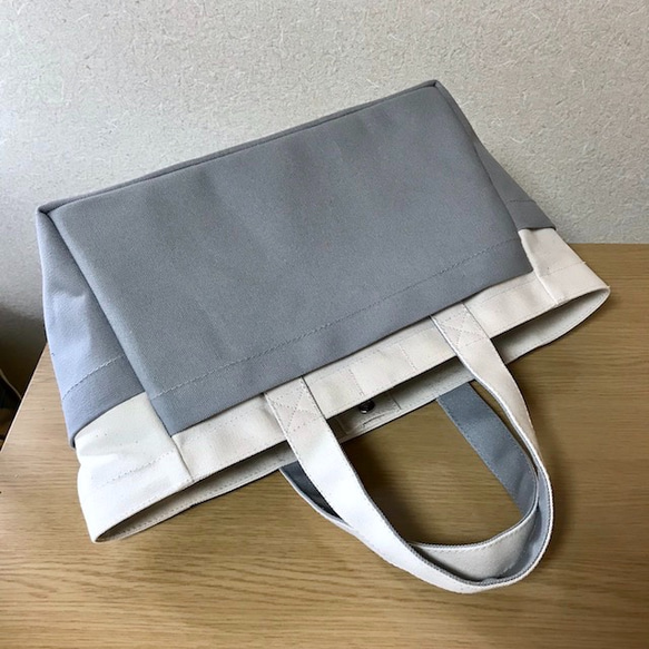 “Box Tote”水平尺寸“Generation×Grey”帆布手提包Kurashiki Canvas No. 8 [按訂單生 第8張的照片