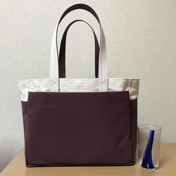 【訂購生產】“盒子手提包”通勤手提包“代Ri×Azuki”帆布手提袋倉敷帆布No. 8 第1張的照片