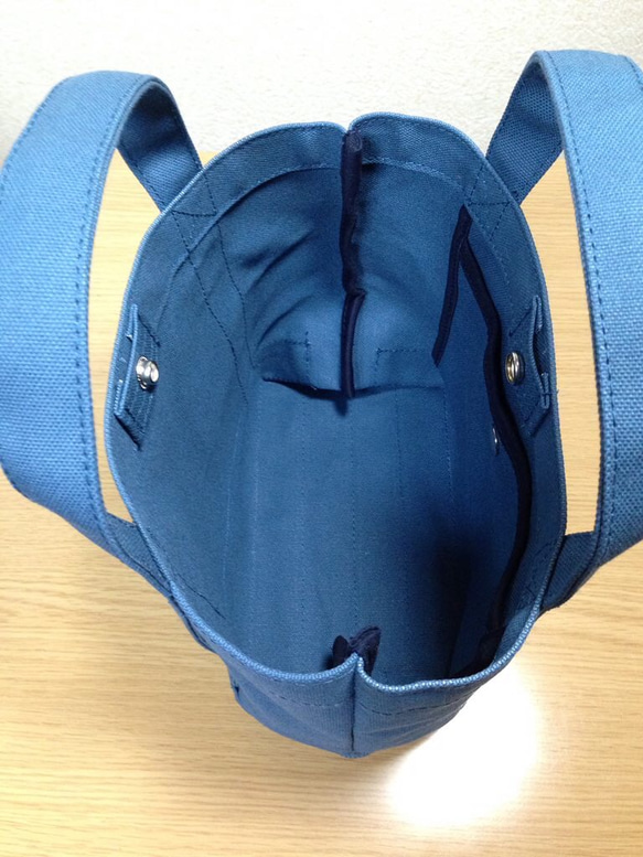 [訂單生產]“簡單手提包”“礦物藍”帆布手提袋倉敷帆布8號 第3張的照片