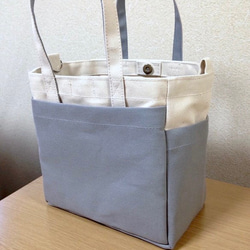 【訂購生產】“箱包手提袋”小號“R×灰色”帆布手提袋倉敷帆布No. 8 第2張的照片
