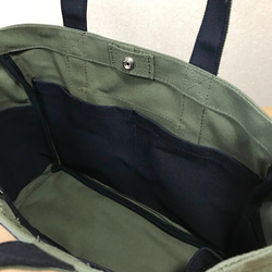【訂單生產】“盒子手提包”通勤手提包“橄欖×黑色（黑色）”倉敷花絮8 第6張的照片