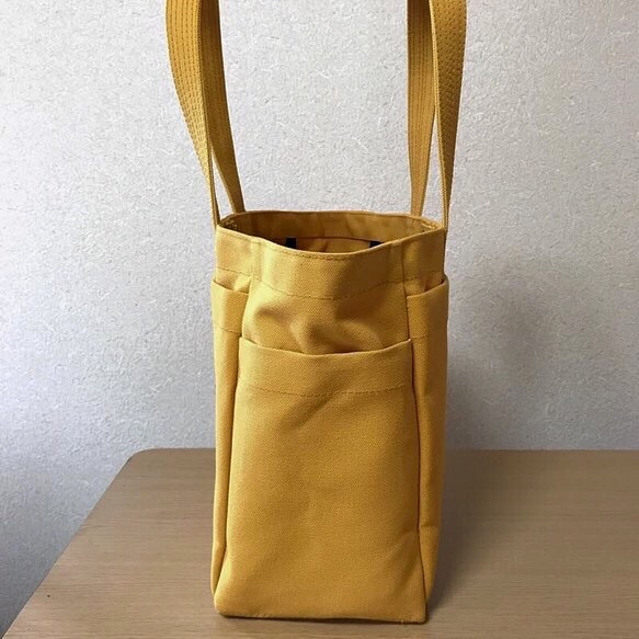 「箱型托特包」通勤包 「芥黃」帆布托特包 和泉木綿帆布【接單製作】 第3張的照片