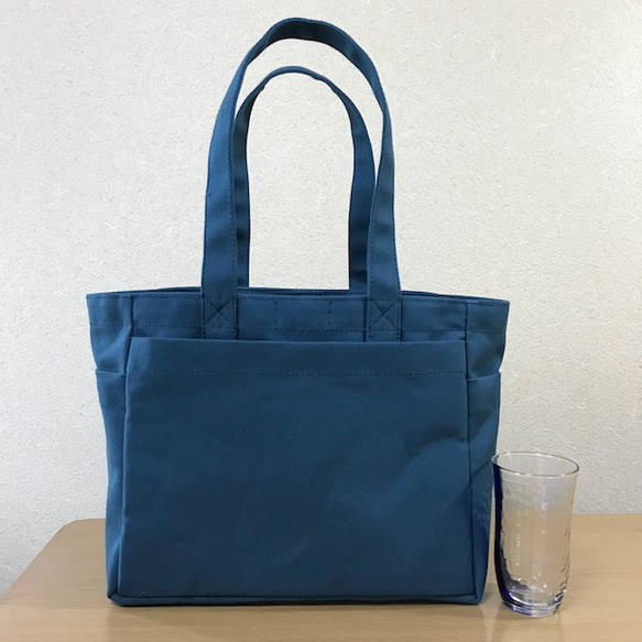 ボックストート」 中サイズ 「ミネラルブルー」帆布トートバッグ 倉敷