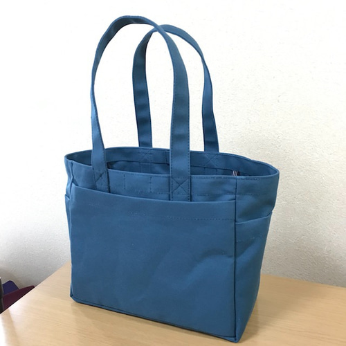 ボックストート」 中サイズ 「ミネラルブルー」帆布トートバッグ 倉敷