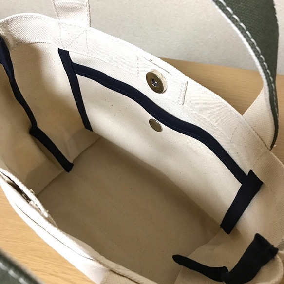 [訂購生產]“簡單手提包”，“未漂白×橄”帆布手提袋倉敷帆布8號 第5張的照片