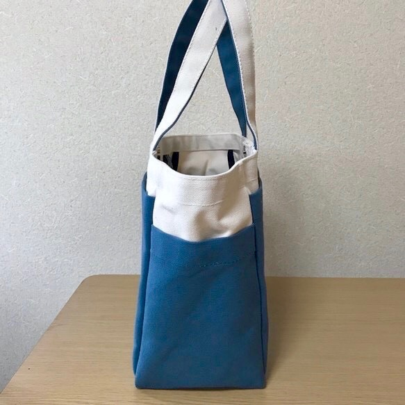 [訂單生產]“箱子手提包”中等大小“一代Ri×礦物藍”倉敷Hanafu 8 第3張的照片