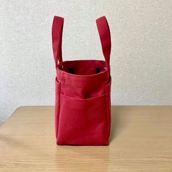 「箱型托特包」迷你尺寸 「磚紅」帆布托特包 倉敷帆布8號【接單製作】 第3張的照片