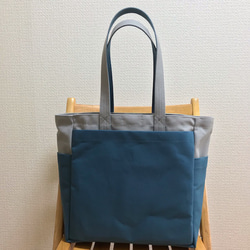 “Box Tote”大號“灰色x礦物藍”帆布手提包Kurashiki Canvas No. 8 [按訂單生產] 第1張的照片