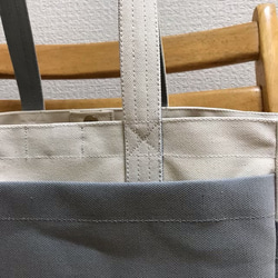 “箱子手提袋”通勤手提包“生產×灰色×芥末”倉敷帆布8號和泉棉[訂單生產] 第7張的照片