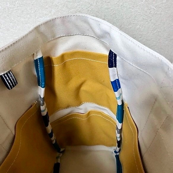 “盒子手提包”大號“Generation×Mustard”帆布手提包倉敷帆布Izumi棉帆布[訂購生產] 第5張的照片