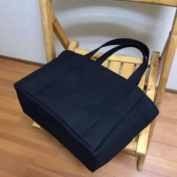 “ Pocket Tote”中號“ Black”帆布手提袋倉敷8號帆布[定做] 第7張的照片