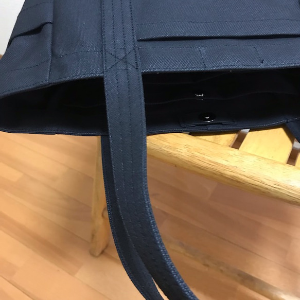 “ Pocket Tote”中號“ Black”帆布手提袋倉敷8號帆布[定做] 第8張的照片