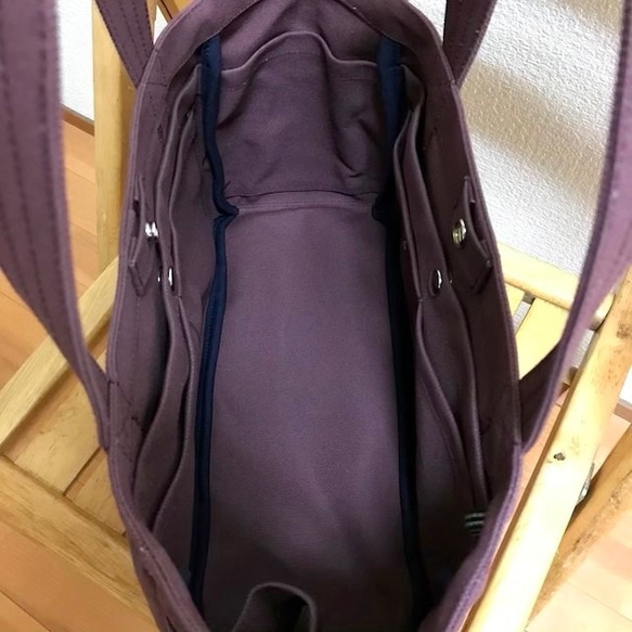 “口袋手提包”水平尺寸“Azuki”/帆布手提包/倉敷帆布8號[定做] 第3張的照片