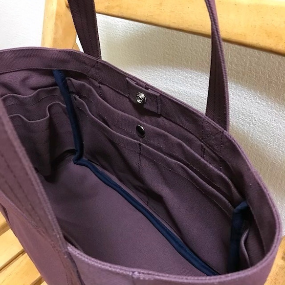 “口袋手提包”水平尺寸“Azuki”/帆布手提包/倉敷帆布8號[定做] 第5張的照片