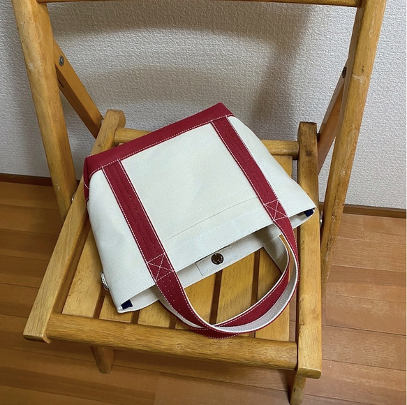 “Simple Tote”S 碼“Generation x Canyon Red”/帆布手提包/倉敷帆布8號【定做】 第7張的照片