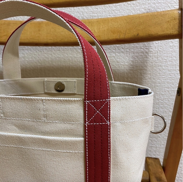 “Simple Tote”S 碼“Generation x Canyon Red”/帆布手提包/倉敷帆布8號【定做】 第8張的照片