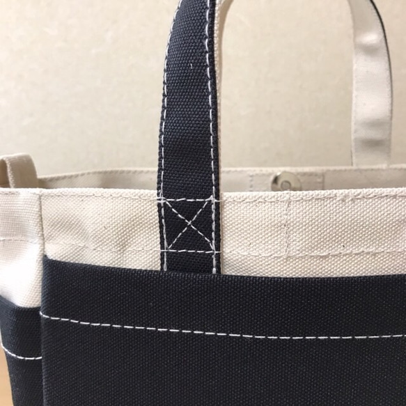 “Box Tote”迷你尺寸“Generated×Black（黑色）”帆布手提包Kurashiki Canvas No. 8 [ 第8張的照片