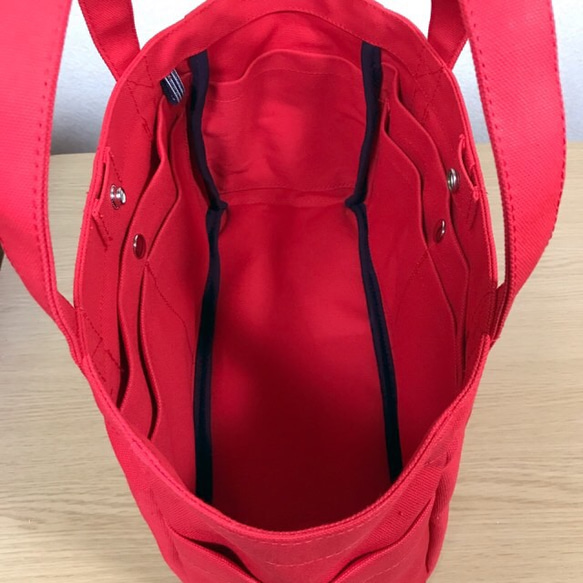 “口袋手提包”水平尺寸“紅色”帆布手提包倉敷帆布No. 8 [按訂單生產] 第4張的照片
