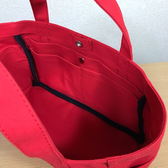 “口袋手提包”水平尺寸“紅色”帆布手提包倉敷帆布No. 8 [按訂單生產] 第6張的照片