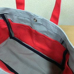 “Box Tote”水平尺寸“Grey x Red”帆布手提包Kurashiki Canvas No. 8 [按訂單生產] 第6張的照片