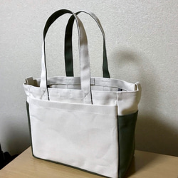 【訂購生產】“Box Tote”通勤手提包“Creating Ri Olive”帆布手提包Kurashiki Canvas No 第2張的照片