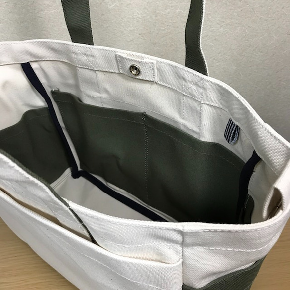 【訂購生產】“Box Tote”通勤手提包“Creating Ri Olive”帆布手提包Kurashiki Canvas No 第7張的照片