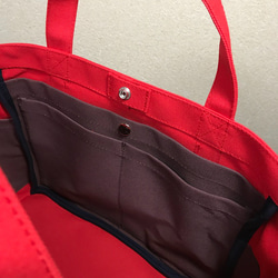 “口袋手提袋”通勤手提包“紅色”帆布手提袋倉敷帆布8號[按訂單生產] 第5張的照片