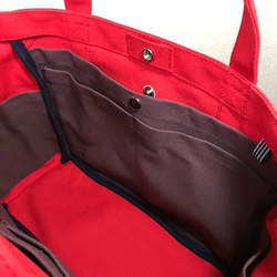 “口袋手提袋”通勤手提包“紅色”帆布手提袋倉敷帆布8號[按訂單生產] 第6張的照片