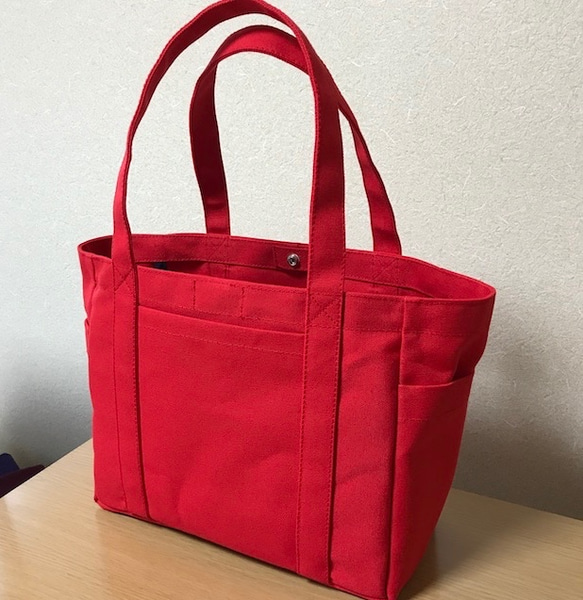 “口袋手提袋”中號“紅色”帆布手提包倉敷帆布8號[按訂單生產] 第2張的照片