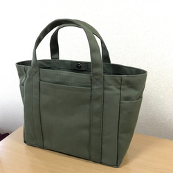 【訂購生產】“Pocket Tote”中號“Olive”帆布手提包Kurashiki Canvas No. 8 第2張的照片