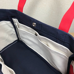 “口袋手提包”水平尺寸“海軍×生成×紅色”帆布手提袋倉敷帆布No. 8 [按訂單生產] 第6張的照片