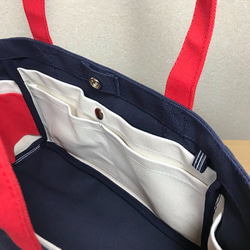 “口袋手提包”水平尺寸“海軍×生成×紅色”帆布手提袋倉敷帆布No. 8 [按訂單生產] 第7張的照片