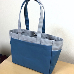 “Box tote”通勤手提包“Black x Mineral Blue”帆布手提包Kurashiki帆布No. 8 [按訂單生 第2張的照片