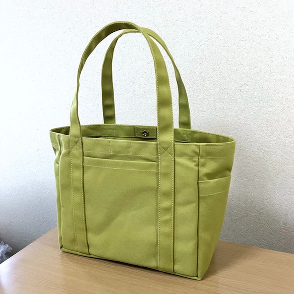 “ Pocket Tote”中號“ Hiwa Green”帆布手提袋倉敷8號帆布[定做] 第2張的照片