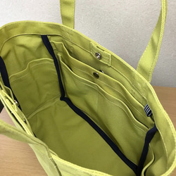 “ Pocket Tote”中號“ Hiwa Green”帆布手提袋倉敷8號帆布[定做] 第5張的照片