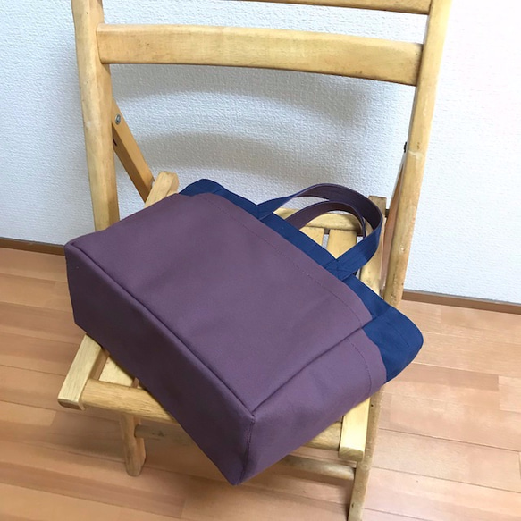 “Box tote”中號“Navy（紺）×Azuki”帆布手提包Kurashiki Canvas No. 8 [按訂單生產] 第8張的照片