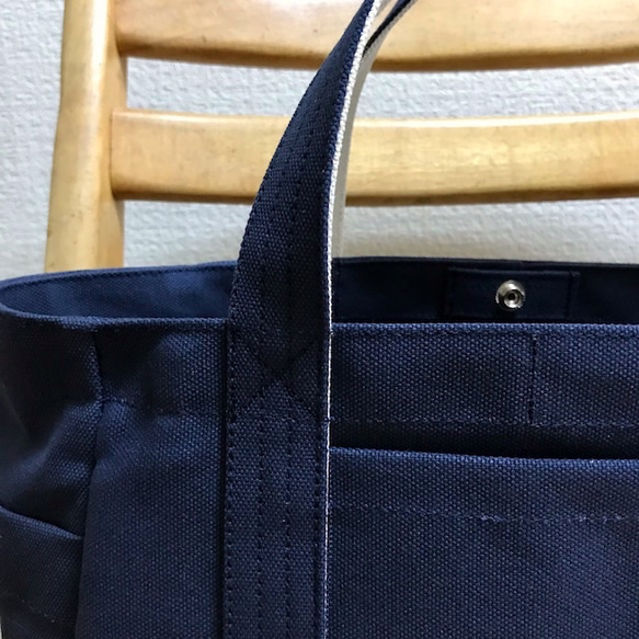 “口袋手提袋”橫向尺寸“海軍藍（海軍藍）×創作”帆布手提包倉敷帆布8號【訂購製作】 第9張的照片