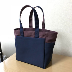 [訂單生產]“盒子手提包”小尺寸“Azuki×海軍（海軍）”帆布手提袋倉敷帆布8號 第2張的照片