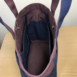 [訂單生產]“盒子手提包”小尺寸“Azuki×海軍（海軍）”帆布手提袋倉敷帆布8號 第4張的照片
