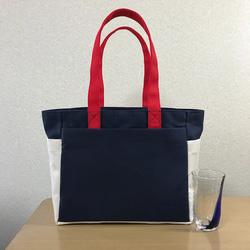 [訂購生產]“Box Tote”中號“Tricolor Color”帆布手提包Kurashiki Canvas No. 8 第1張的照片