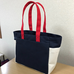 [訂購生產]“Box Tote”中號“Tricolor Color”帆布手提包Kurashiki Canvas No. 8 第2張的照片