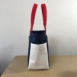 [訂購生產]“Box Tote”中號“Tricolor Color”帆布手提包Kurashiki Canvas No. 8 第3張的照片