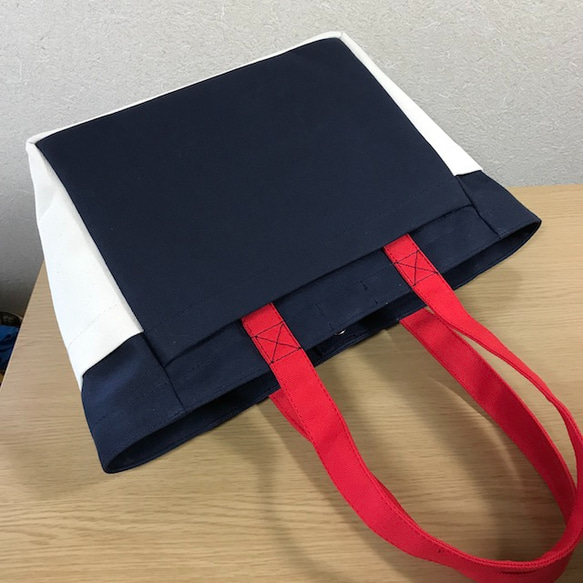 [訂購生產]“Box Tote”中號“Tricolor Color”帆布手提包Kurashiki Canvas No. 8 第8張的照片