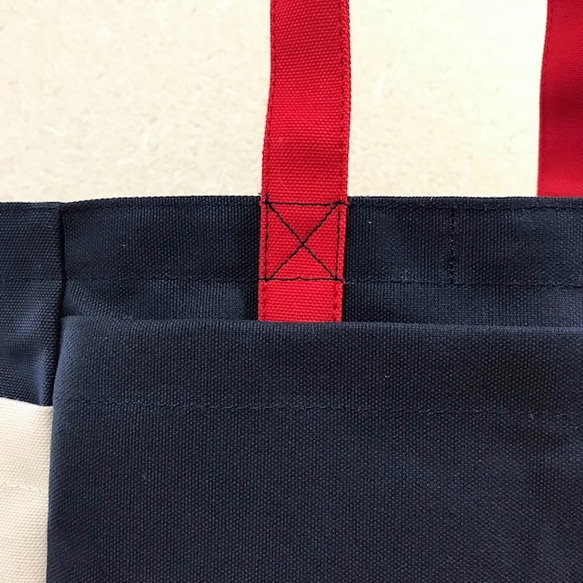 [訂購生產]“Box Tote”中號“Tricolor Color”帆布手提包Kurashiki Canvas No. 8 第9張的照片