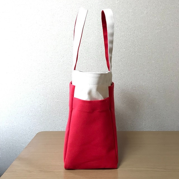 “Box Tote”通勤手提包“Generation x Red”帆布手提包Kurashiki Canvas No. 8 [按訂 第3張的照片