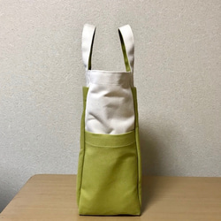 【訂購生產】“Box Tote”前長款“Generation Ri×Hiwa Green”帆布手提包Kurashiki Canv 第4張的照片