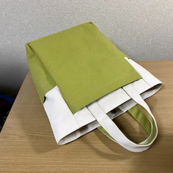 【訂購生產】“Box Tote”前長款“Generation Ri×Hiwa Green”帆布手提包Kurashiki Canv 第9張的照片